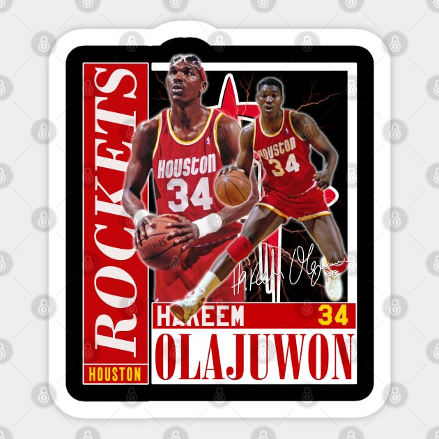 Hakeem Olajuwon The Dream Basketball Legend Signature Vintage Retro 80s 90s Bootleg Rap Style Sticker by CarDE